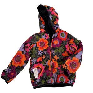 Hanna Andersson Floral Faux Fur Lined Reversible Hooded Puffer Jacket, Size 5